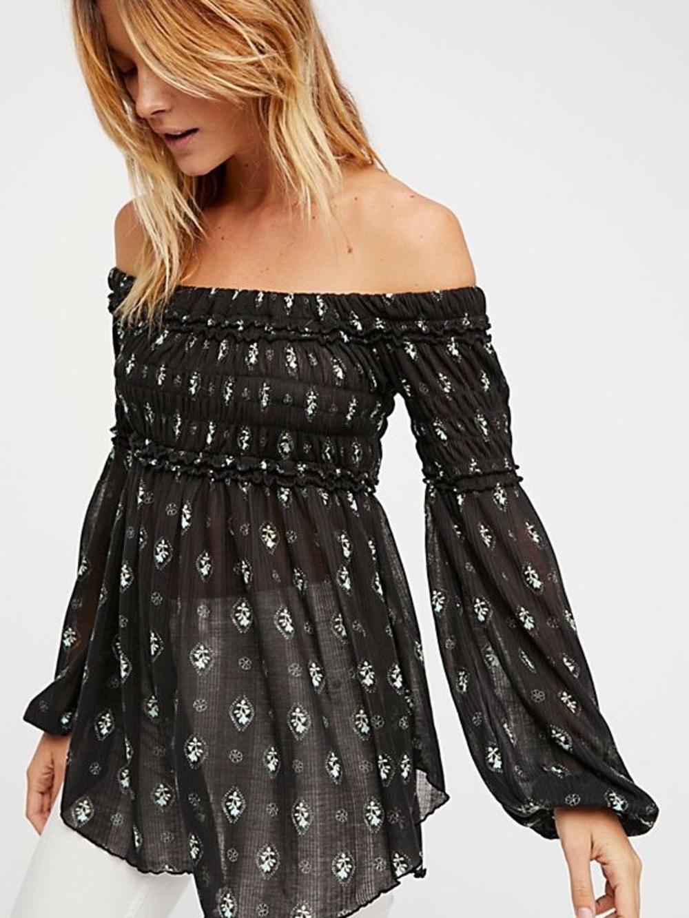 Free People She Cute Charcoal Top Sz XS